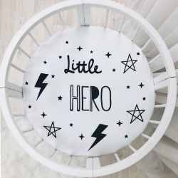 Husa saltea rotunda patut bebe copii cu elastic, Little hero